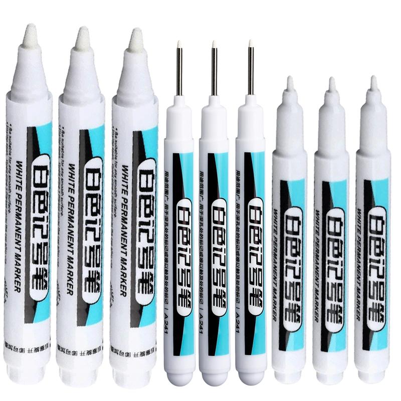 1-20Pcs White Permanent Marker Pens 0.7/1.0/2.5MM Markers Paint Pen For Plastic Leather Glass Stone Metal Art Painting Supplies