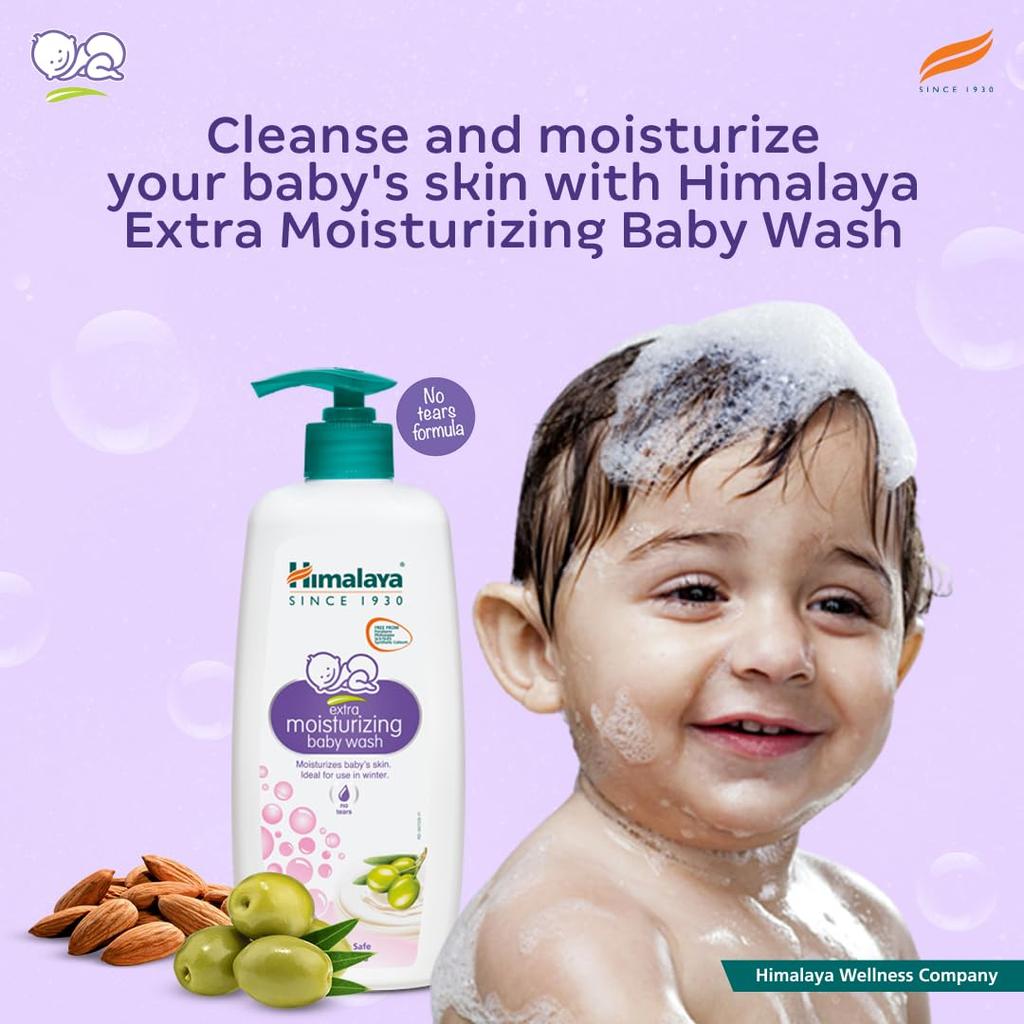Himalaya Extra Moisturizing Baby Wash 400ml No Tears Formula with Olive Oil Aloe Vera Milk Gentle Cleanser for Newborn Dry Skin