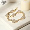 Elegant Romantic Heart Shaped Bracelet Gold Color Marquise Baguette CZ Link Bracelet Exquisite Party Accessories for Ladies