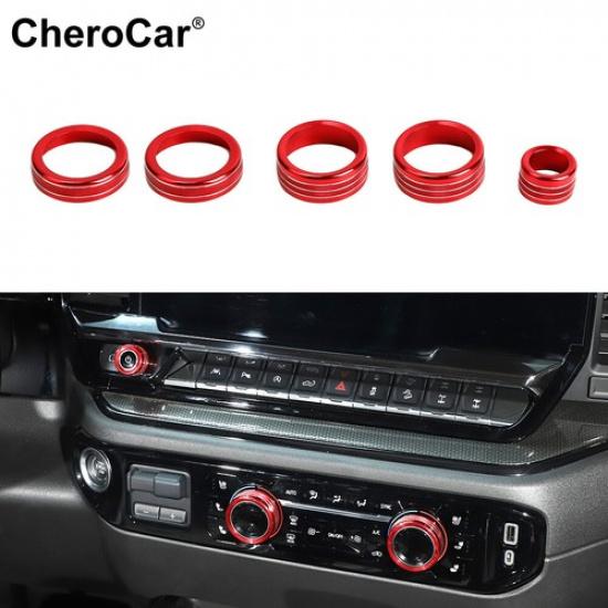 5Pcs Console Headlight Radio Switch Knob Trim Decor Ring For Chevy Silverado 22+