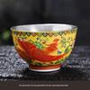 Handmade 999 Sterling Silver Dragon & Phoenix Enamel Tea Cup Gift Set - Gongfu Court Style