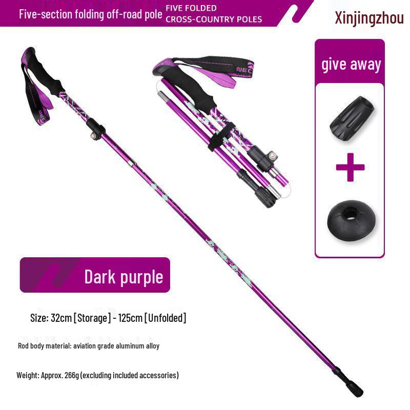 Xinjingzhou 5-Section Aluminum Alloy Folding Trekking Pole