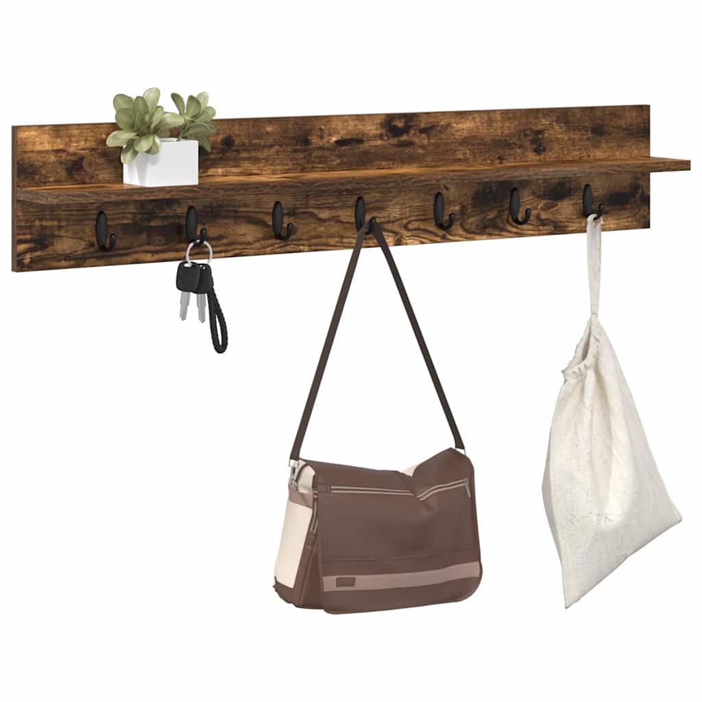 Wall Mounted Nightstand Smoked Oak 100 x 10.5 x 18 cm