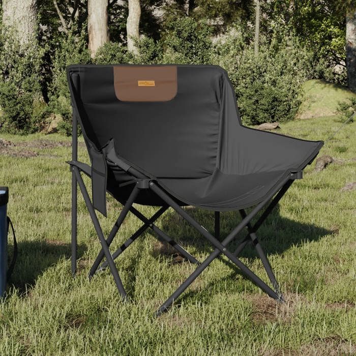 VidaXL Camping Chair with Pocket Foldable Set of 2 Black, Folding Camping Chair, Folding Outdoor Chair, Chair of 366548