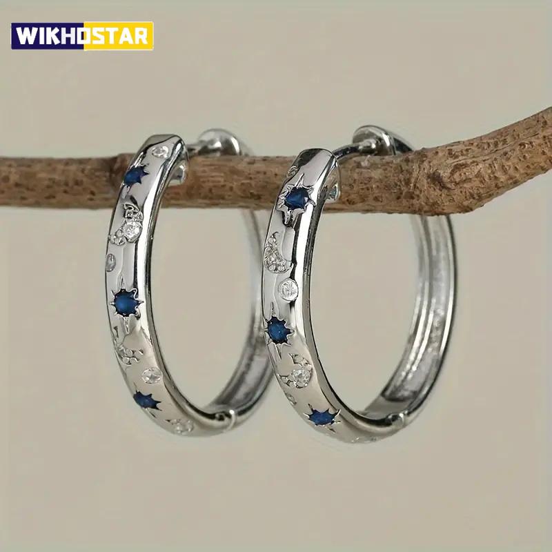 Fashion Silver Color Metal Carving Sun and Moon Hoop Earrings for Women Party Engagement Wedding Earrings Jewelry