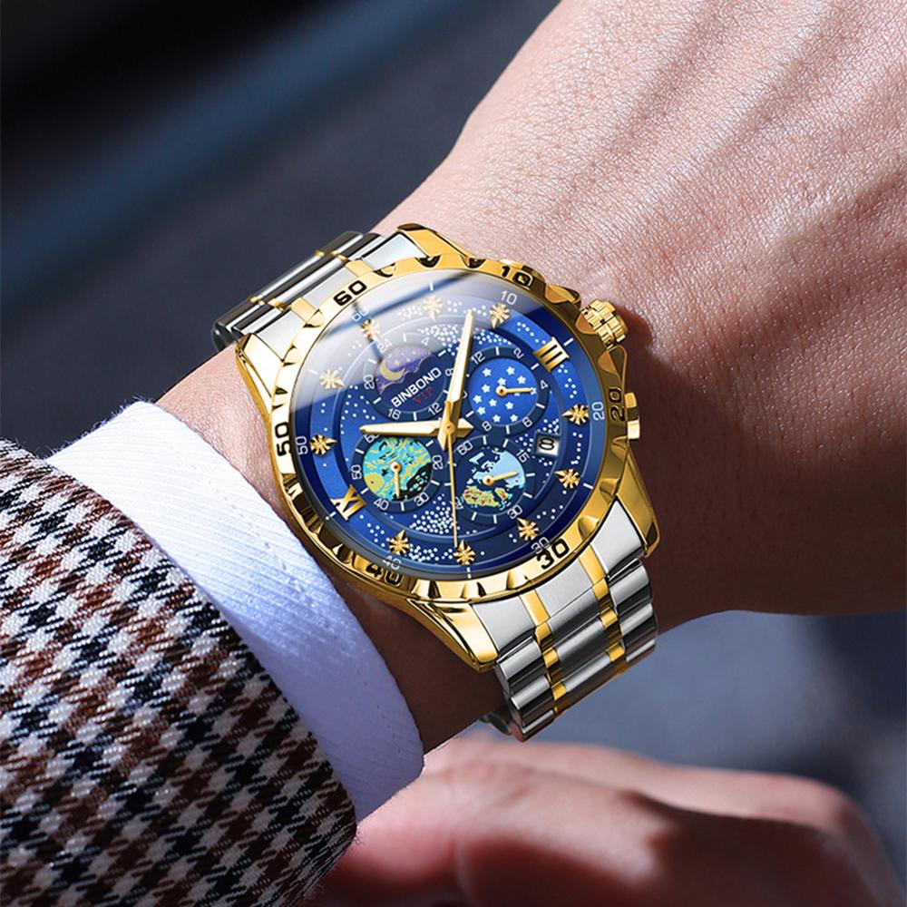 Fashion Starry Sky Van Gogh Men Quartz Watches Date Waterproof Luminous Small Three Pin Exquisite Men's Business Watches
