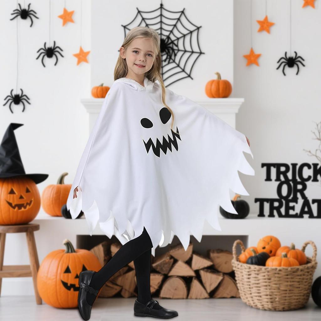 Alaiyaky Halloween Ghost Costume for Luminous Cute Devil for Boys and Parties Kids, Horror, Cloak, Poncho, White, One-Piece, Costume, Girls, Events,