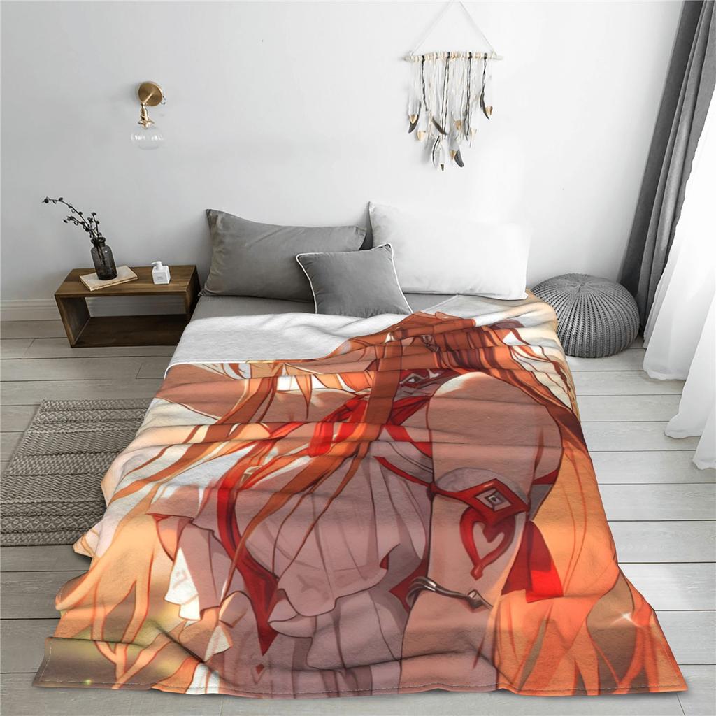 Anime Character Girl Flannel Printed Blanket Suitable for All Seasons Suitable for Living Room Office Sofa and Travel 180x250CM