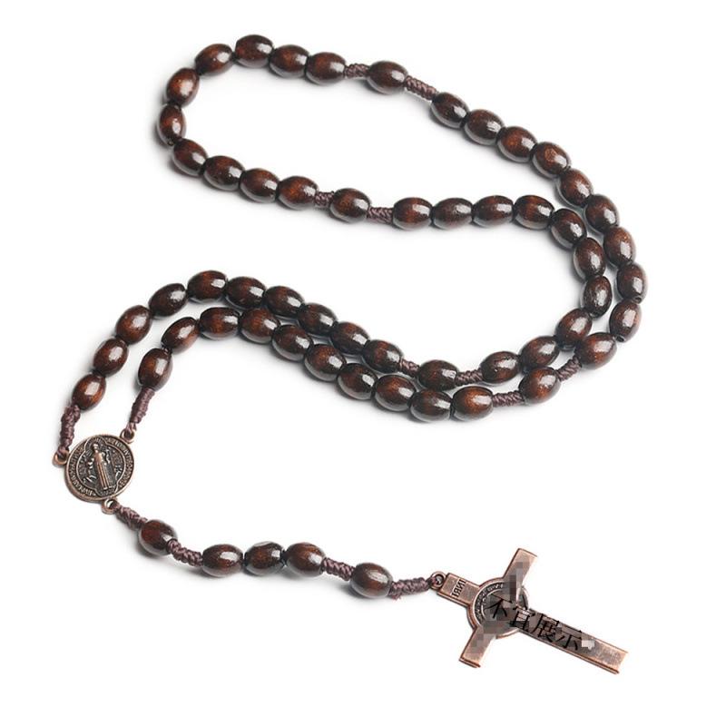 In Stock: Natural Cross Rosary Pendant - European & American Design Rosary Cross Ornament