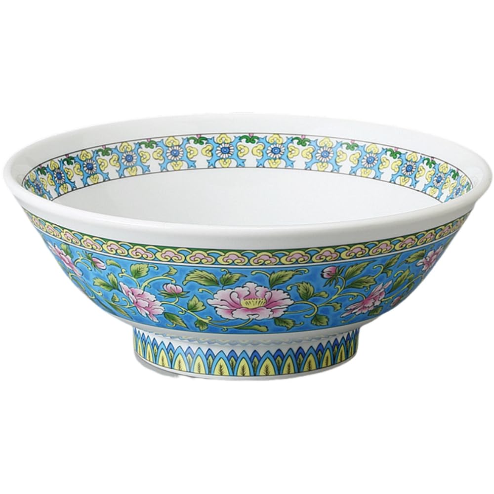 

Ale-net Ramen Bowl, Nishiki Blue, 7-inch Bowl with High Base, Mino Ware, Chinese Tableware