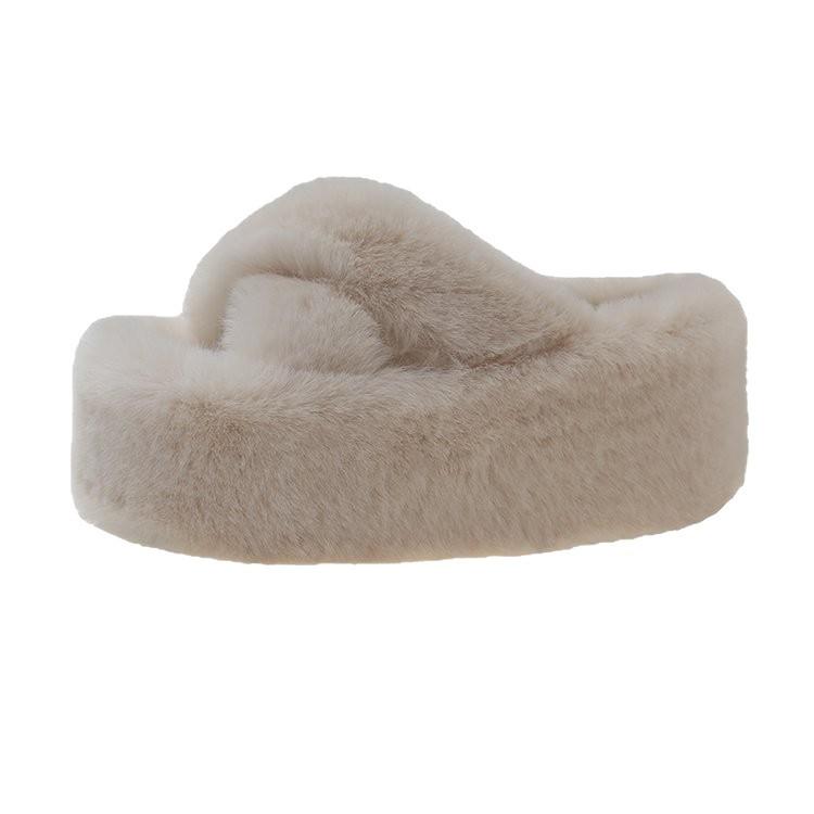 9cm leichte flauschige Hausschuhe Damen Oberbekleidung neu Herbst und Winter 2025 lässig Zuhause hochhackige Ein-Wort-Hausschuhe