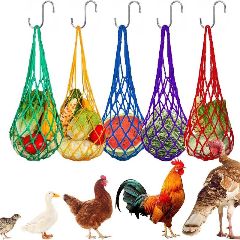Hanging Chicken Feeding Net Bag Feeder Bag For Poultry Use Nylon Feeder Bag Automatic Feeder For Farm Vegetable Holder