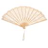 19 Inch Lace Folding Fan Bamboo Frame Elegant Bridal Handheld for Wedding Party Decoration Dancing Festival Women Shower White
