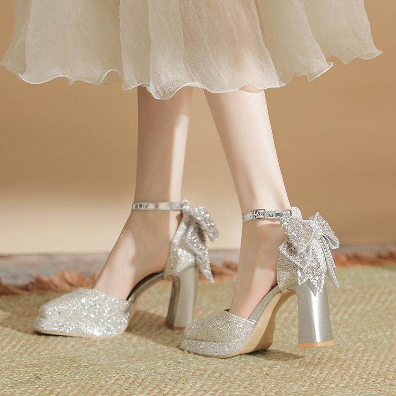 

French engagement shoes female Mary Jane main wedding photo shoes not tired feet wedding ceremony bridal shoes thick heel temperament high heels 39