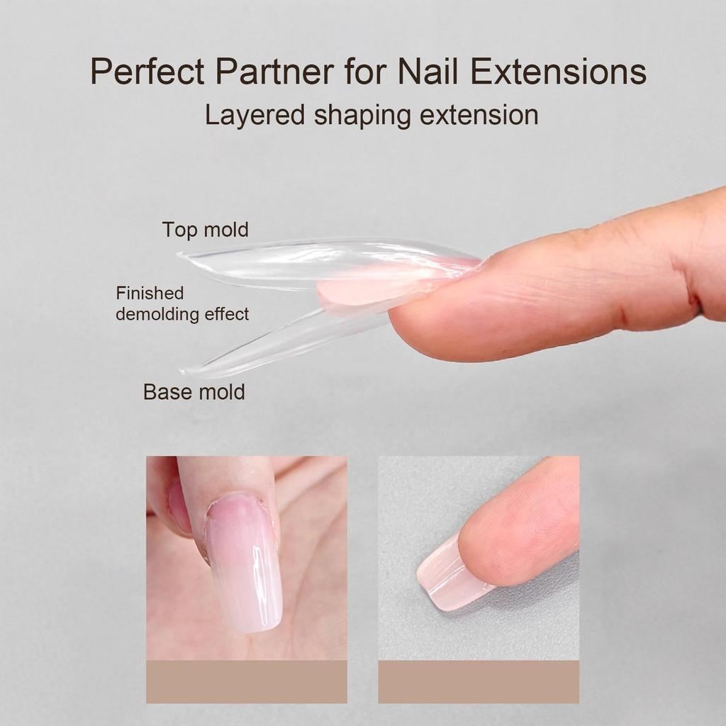 Nail Forms 180pcs Clear Sandwich Structure Nail Mold Transparent Almond-shaped Nails Tips Forms Nail Art Extended Supplies