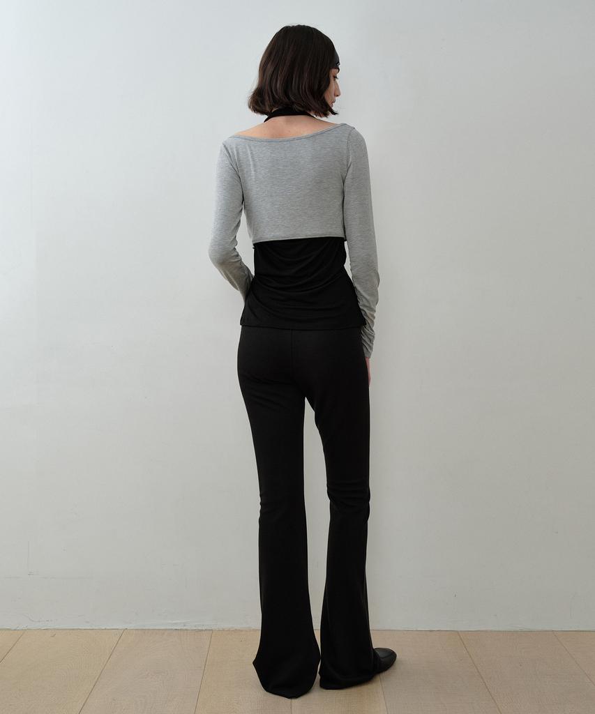 Simeteuligpeosenteu Flare Cotton Modal Leggings / Black