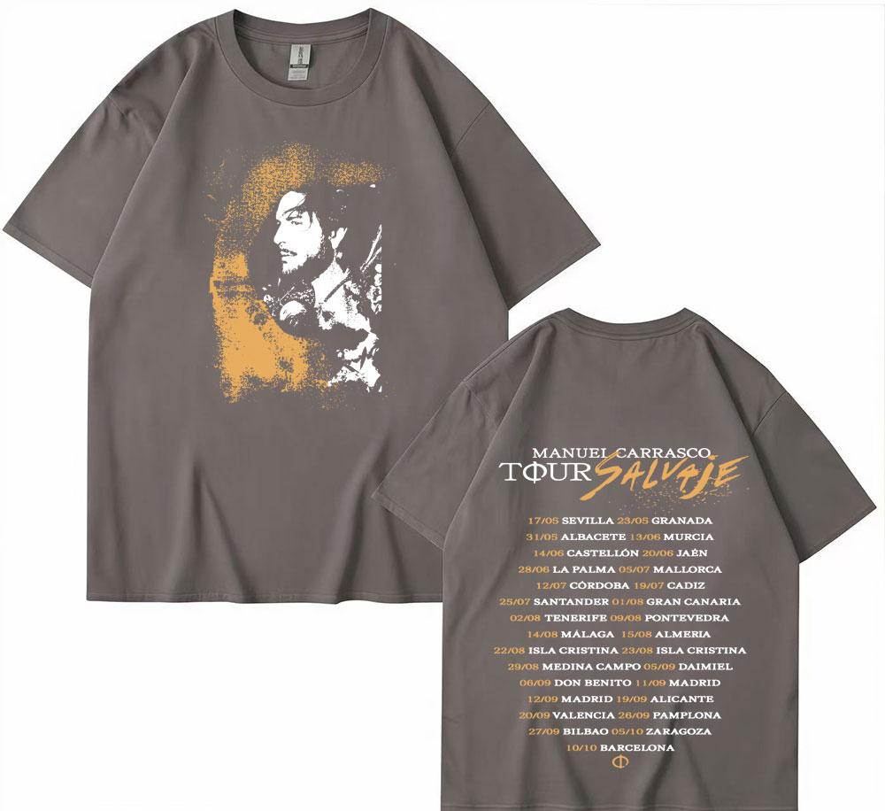 Rapper Manuel Carrasco Salvaje Tour 2025 Grafik T-Shirts Herren Damen Harajuku Hip Hop T-Shirt Kurzarm Lässig Heißer Verkauf T-Shirt