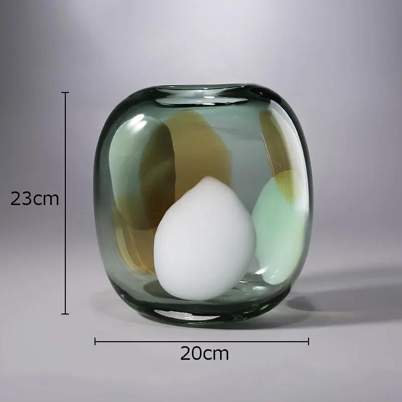 

Seawater Ripple Glass Vase Transparent Hydroponic Flower Pots Desk Decoration Artificial Flower Decorative Floral Arrangement