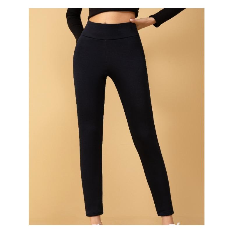 

Леггинсы из овечьей шерсти для женщин с утолщенным флисом и укороченными брюками для женщин, эластичные хлопковые брюки с высокой талией M темно-синий