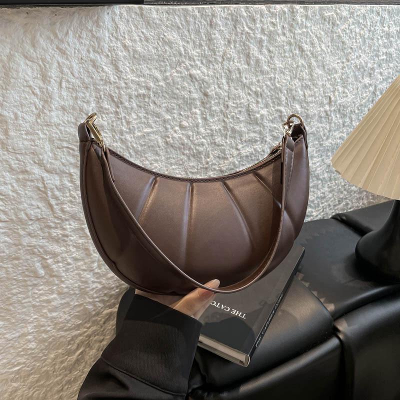 Light Luxury Portable Crescent Bag Women's Bag Autumn New Splicing Shoulder Bag Commuter Armpit Bag