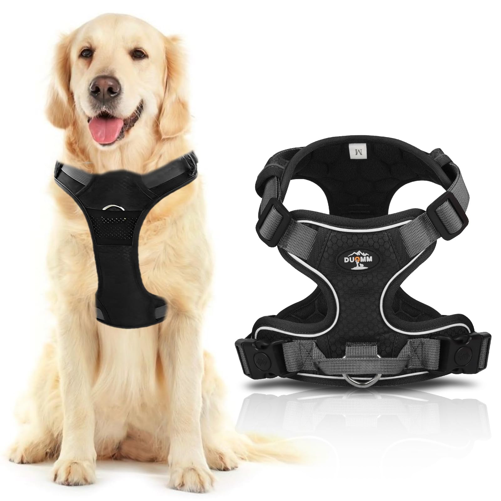 

Dog Harness for and Large Adjustable Night Reflective Safety No Walking Walking Easy to Put on and Take Comfortable Massage Points Small, Medium, серый
