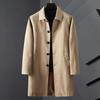 Men S Fashion Mid Long Trench Coat Turn Down Collar Casual Loose Windbreaker Outerwear