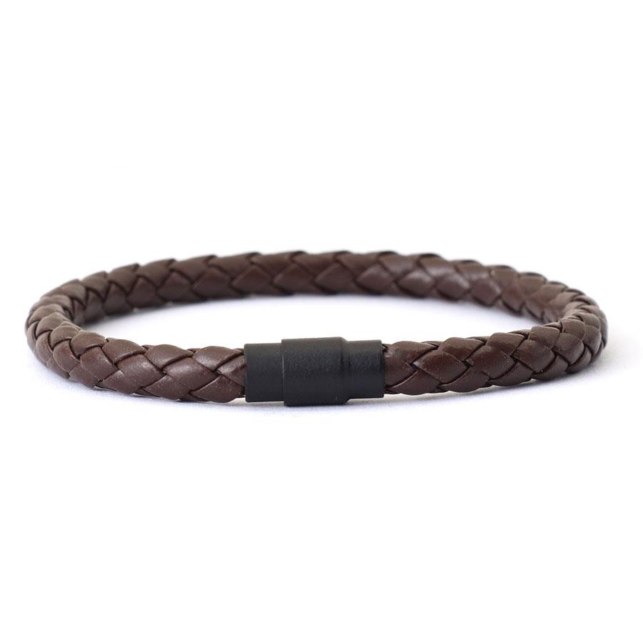 

Noter New Minimalist Mens Leather Bracelet Bangle Black Magnet Buckle Matching Stackable Braslet Leisure Accessories Pulsera M 19.5cm 7.7Inch