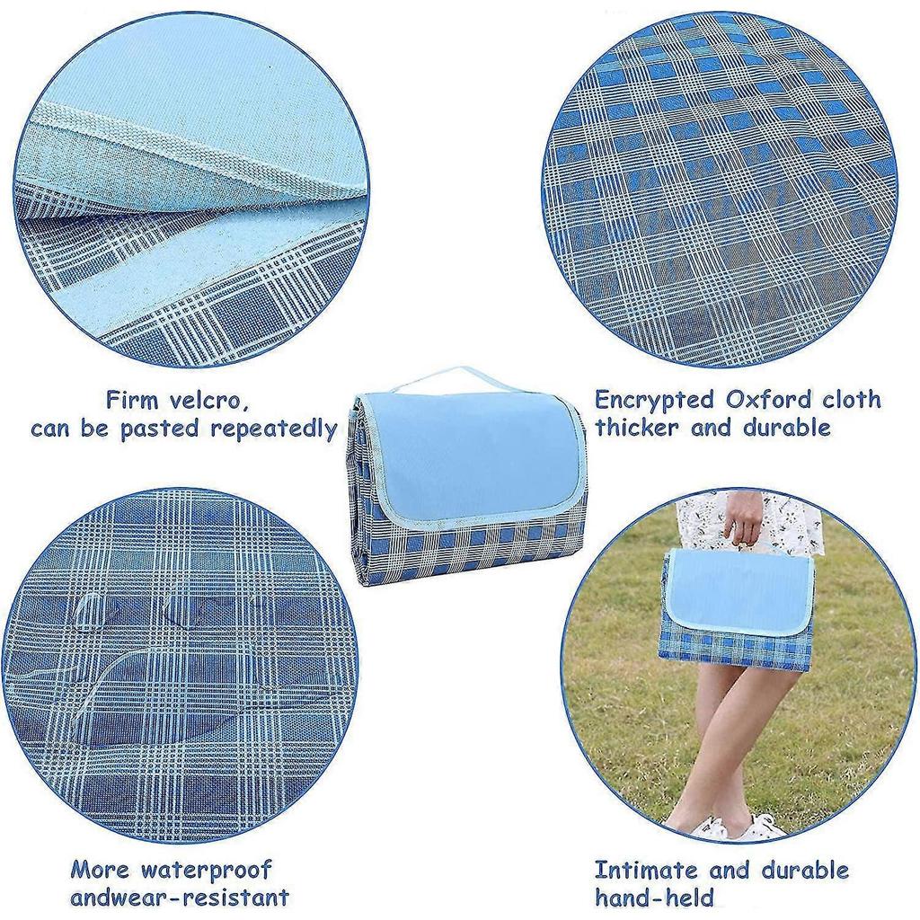 Picnic Blanket 200 X 200cm Outdoor Beach Blanket Foldable Waterproof Backing Picnic Blankets With Carrying Handle For Family, Beach, Lawn, Hiking, Cam