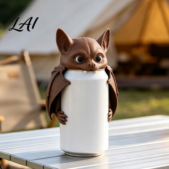 Stain Proof Jar Closures 3D Printed Bat Can Cover Reusable Soda Protector Lid Cute Animal Camping Beer Toppers Drink Dust Cap for Beverage Cans Fun