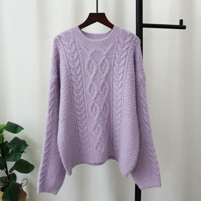 Thickened Twist Gentle Wind Knitted Sweater Top Autumn and Winter New Loose Soft Waxy Sweater Pullover Woman