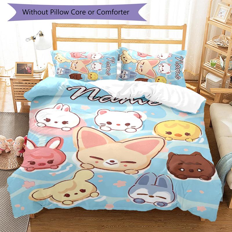 3pcs Kpop Team2 Cover Set - Personalized Name, HD Printed Bedding with 1 Cover and 2 Pillowcases - Perfect for Home Decor, Easy Care