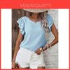 Polyester Petal Sleeve T Shirt With Ruched Detail For Casual Summer Wear