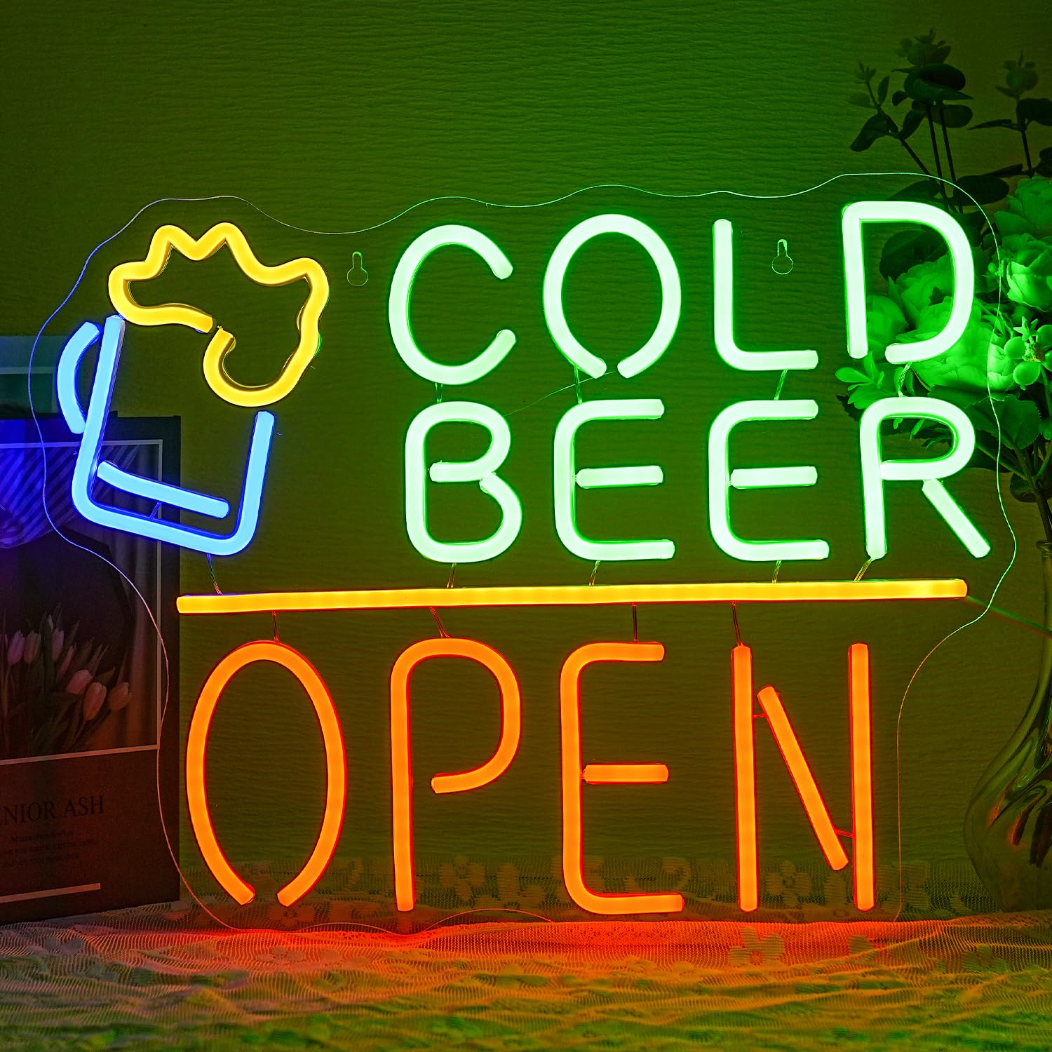 

Cold Beer Open Neon Sign for Wall Decor Cold Beer LED Signs Led Neon Lights for Man Cave Store Bar Party Bistro Decoration