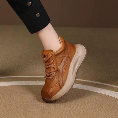 2026 Thick Soled Leather Retro Casual Shoes with Soft Sole and Plush Forrest Gump Shoes for Women's Autumn and Winter New Style