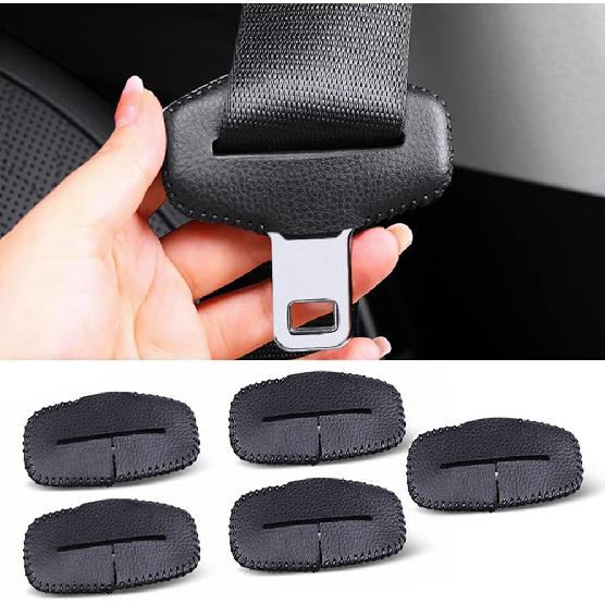 Car Seat Belt Fixing Buckle Decorate Protector Leather Cover for BMW 1 2 3 4 5 6 7 Series X1 X2 X3 X4 X5 X6 Auto Interior Accessories (5pcs Mocha