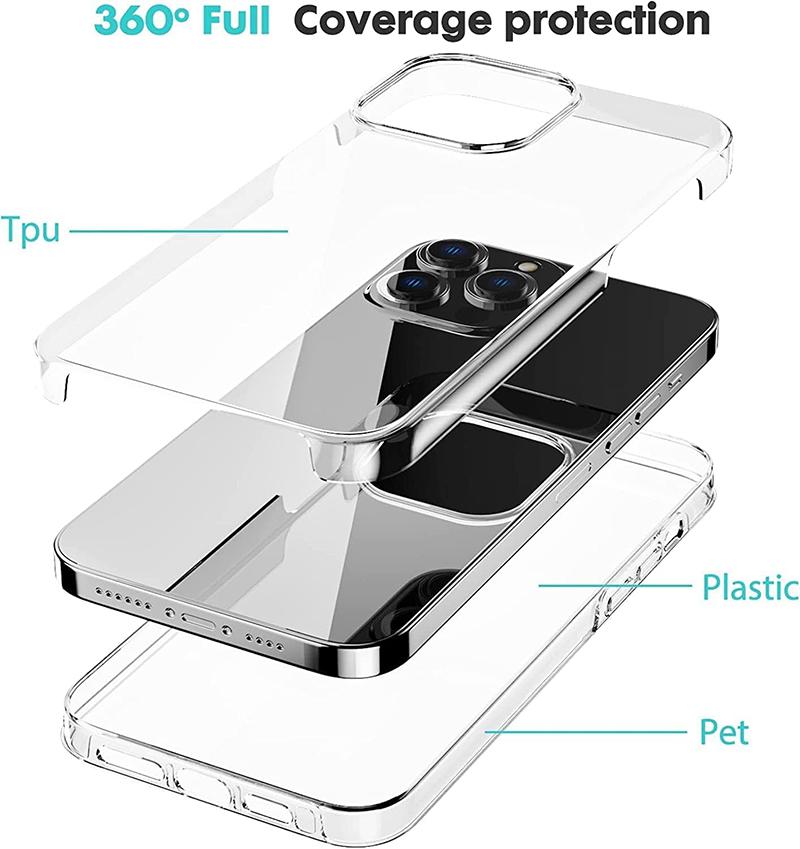 360° Full Body Cover Phone Case For iPhone 16 15 14 13 12 11 Pro Max Mini Plus Clear Hybrid Hard Cover Silicone Soft Shell Slim