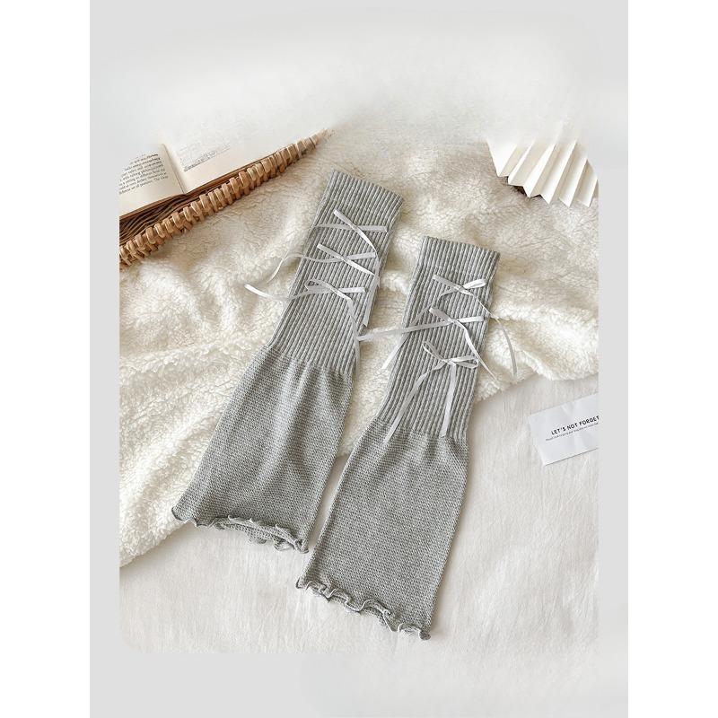 Female Summer Thin Fashion New Trumpet Bow Calf Pile Pile Sock