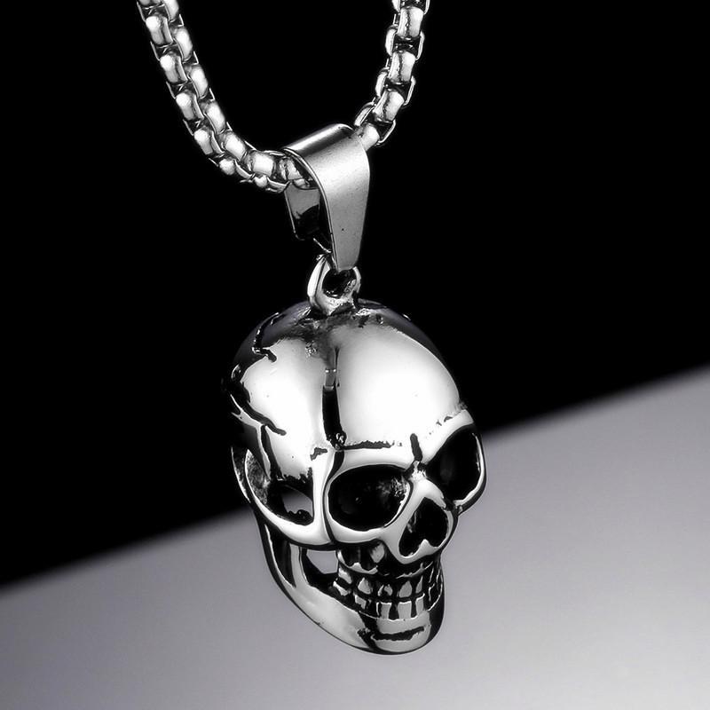 Simple Skull Pendant Necklace For Men Women Hip Hop Punk Silver Stainless Steel Chain Skeleton Neck Jewelry Gifts