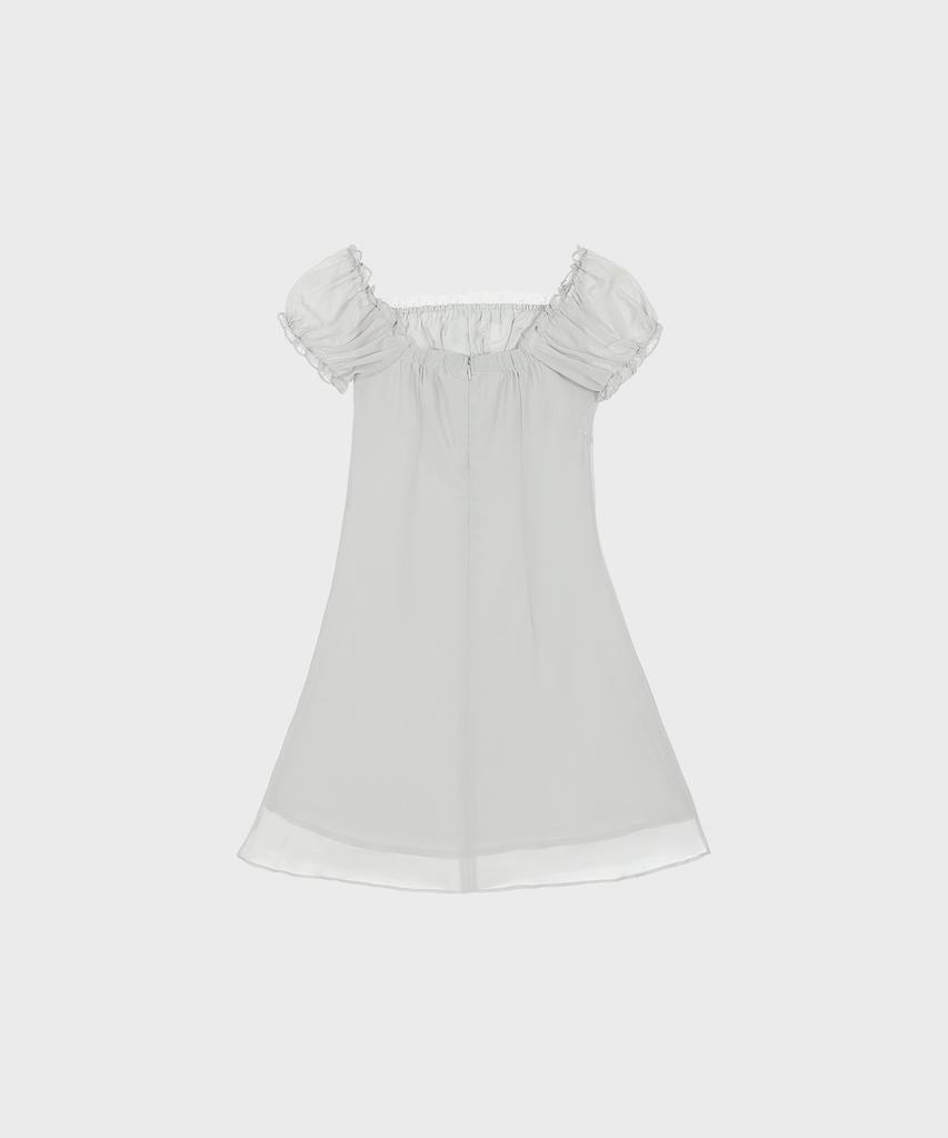 Alkialka Puff Chiffon Mini Dress (Light Gray)