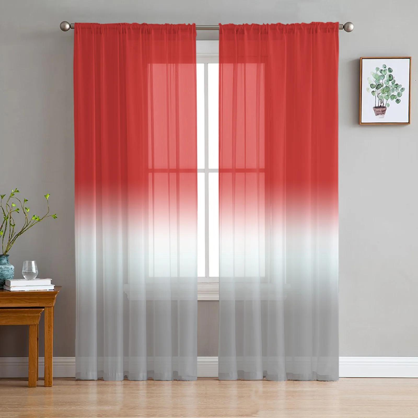 

Розово-серые градиентные прозрачные шторы для спальни, гостиной, украшения окна, занавески для кухни, тюль, вуаль, органза, шторы W135 x H115cm x1&Grommet Top