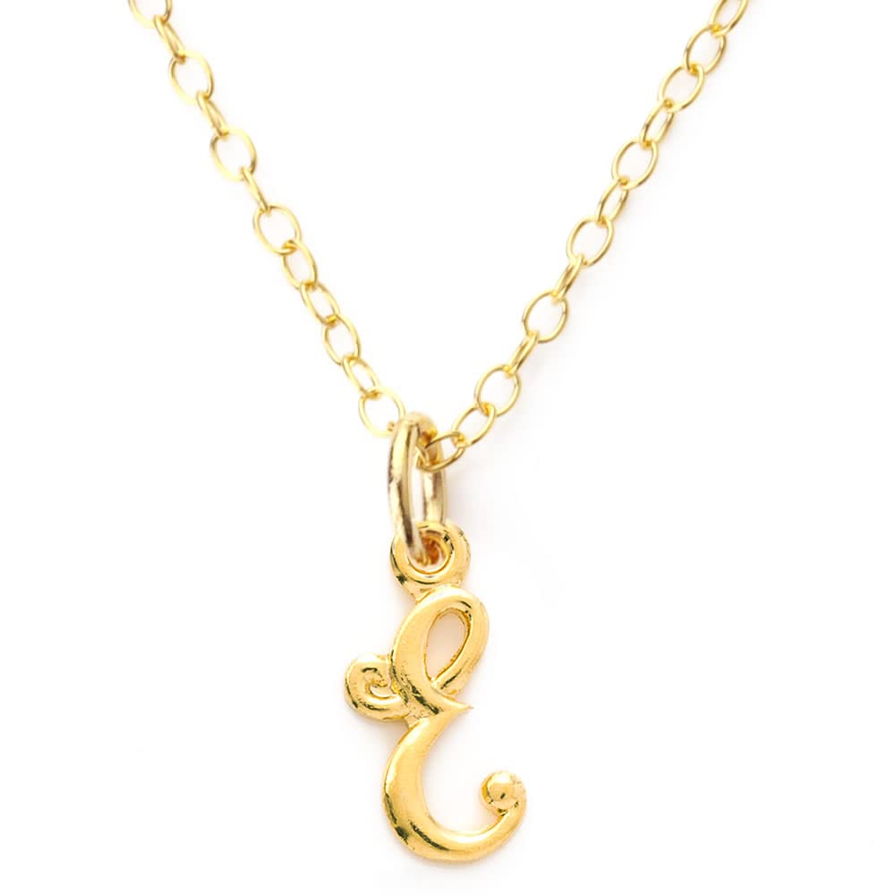 

E Initial Necklace K14GF Gold Filled Chain Metal Allergy Friendly Alphabet [Accessories Salt] Women s