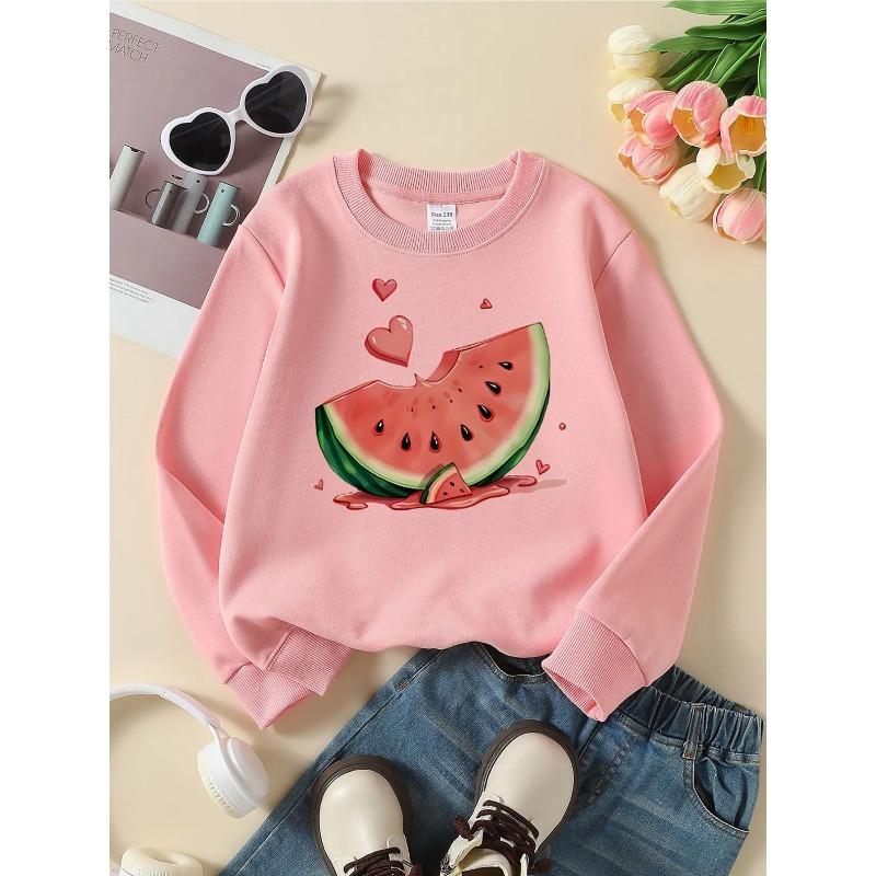 A Trendy Crewneck Sweatshirt Featuring Watermelon Love Hearts, Perfect for Summer Sweetness