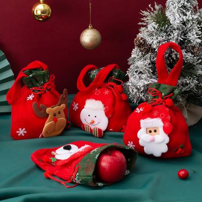 Santa Velvet Gift Bags Christmas Apple Candy Bag Christmas Decorations For Home Noel Xmas Ornaments Newest Year 2023