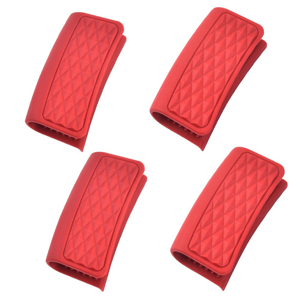 4pcs Silicone Pot Assist Handle  Covers High Heat Resistance Anti-slip Anti-scalding Washable Reusable Pot Holder Sleeves