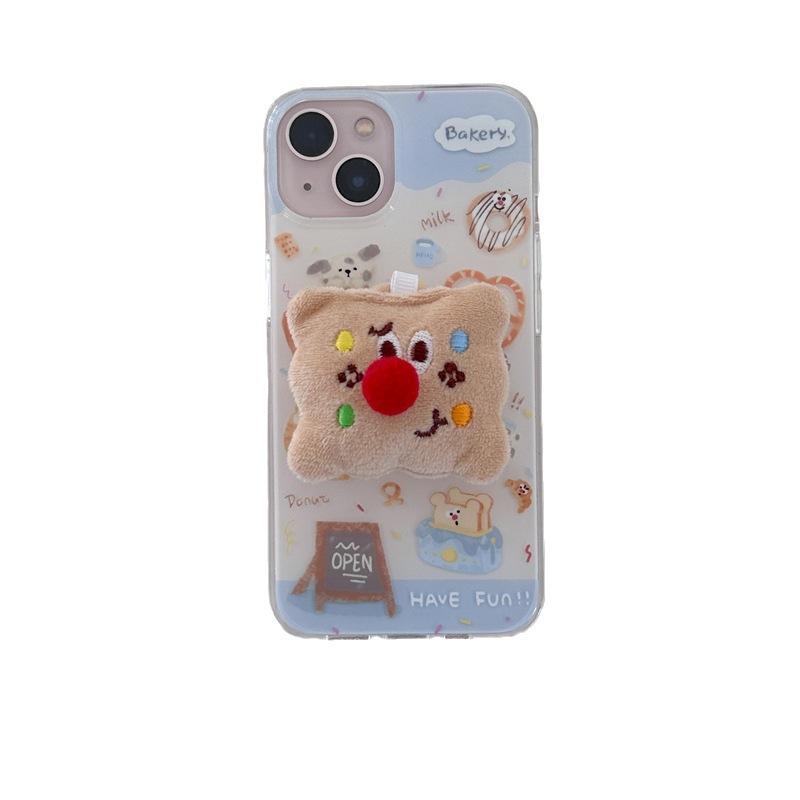Cute cookie and bread animal case suitable for iPhone 17 Pro Max, Apple 16, 14, 15, double-layer, girly style