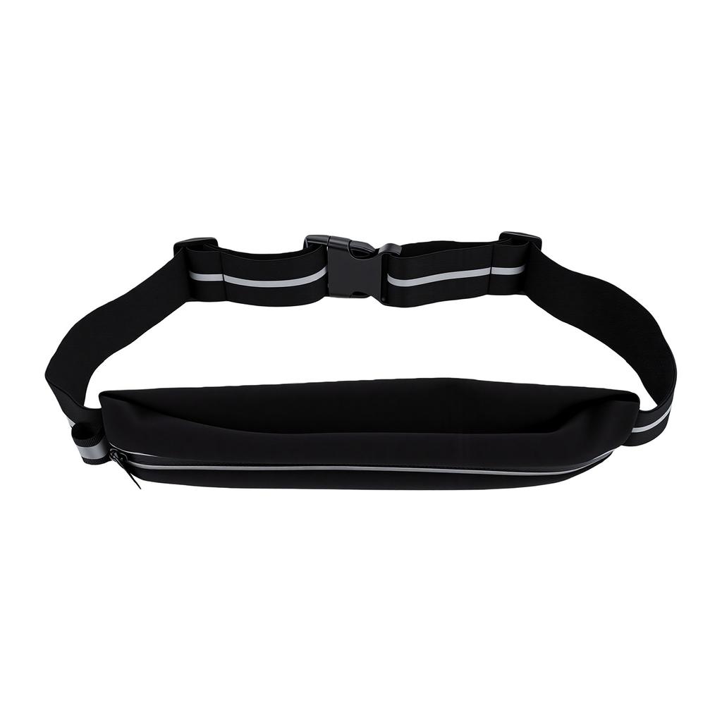 Running Waist Pack Reflective Strips Water Proof Adjustable Strap 3 Pockets Running Belt Black
