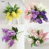 Beautiful 5 Heads Artificial Hyacinth Fake Silk Flowers Bouquet For Wedding And Home Decor