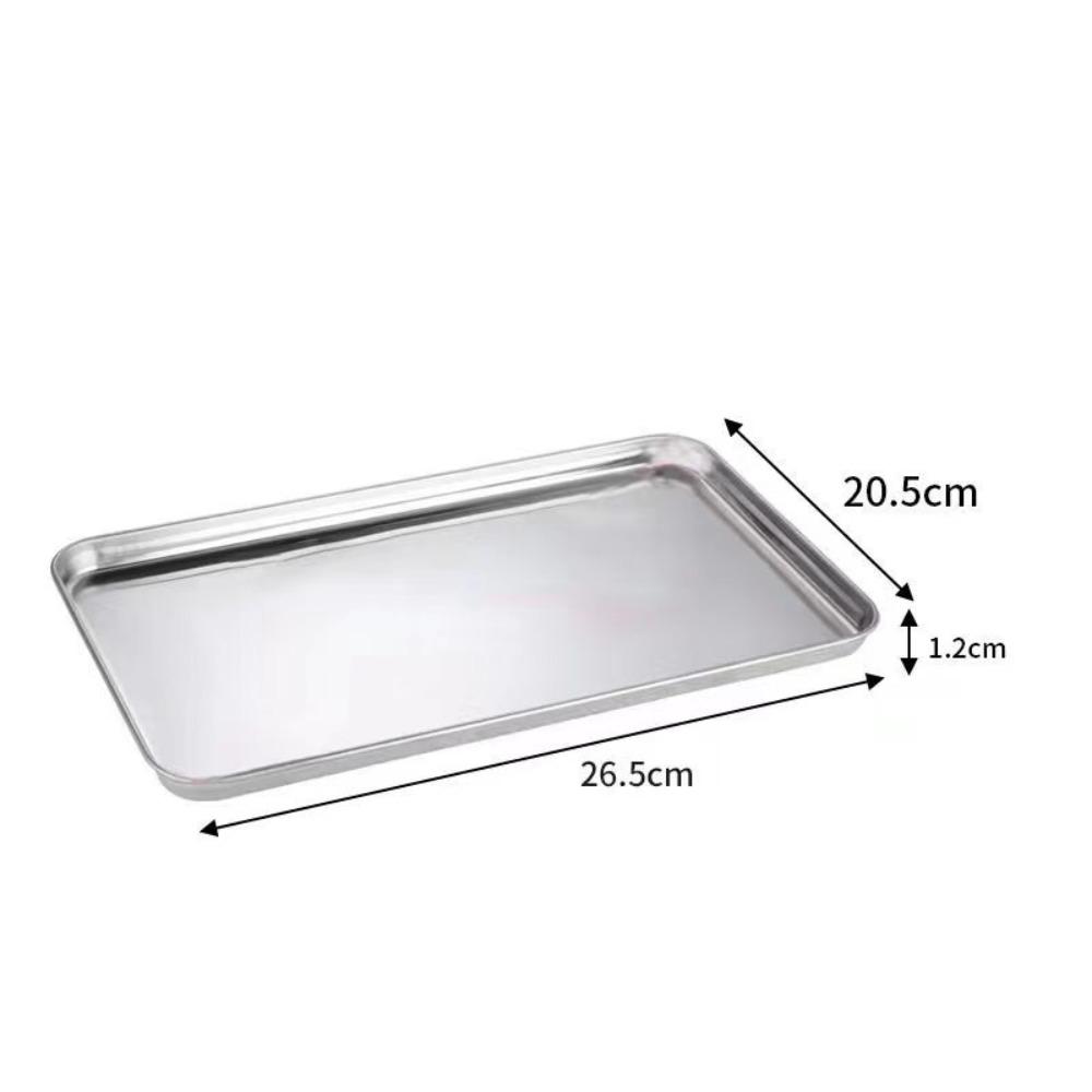 Food Grade Stainless Steel Tray Rust Resistant Storage Metal Food Serving Plate Rectangular Food Organizer Baking Pastry Tray