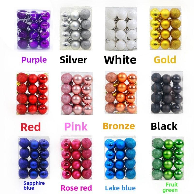 30mm Pack 24 Christmas Matte And Glitter Decor Ball Festival Props Atmosphere