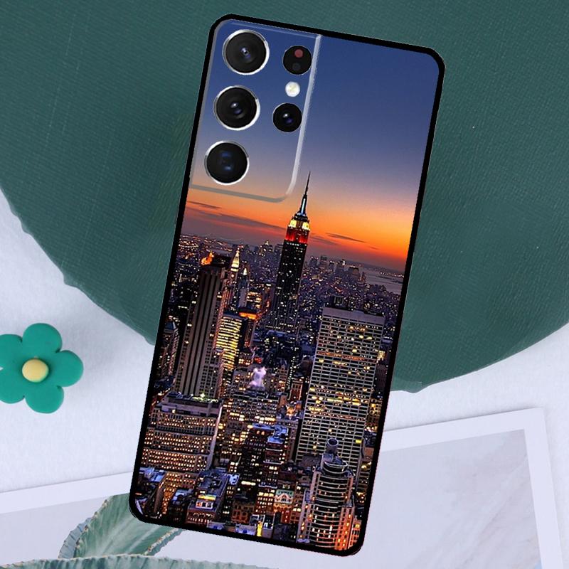 New York City Case For Samsung Galaxy S23 S22 S24 Ultra Note 20 10 S8 S9 S10 Plus S20 FE S21 FE Cover